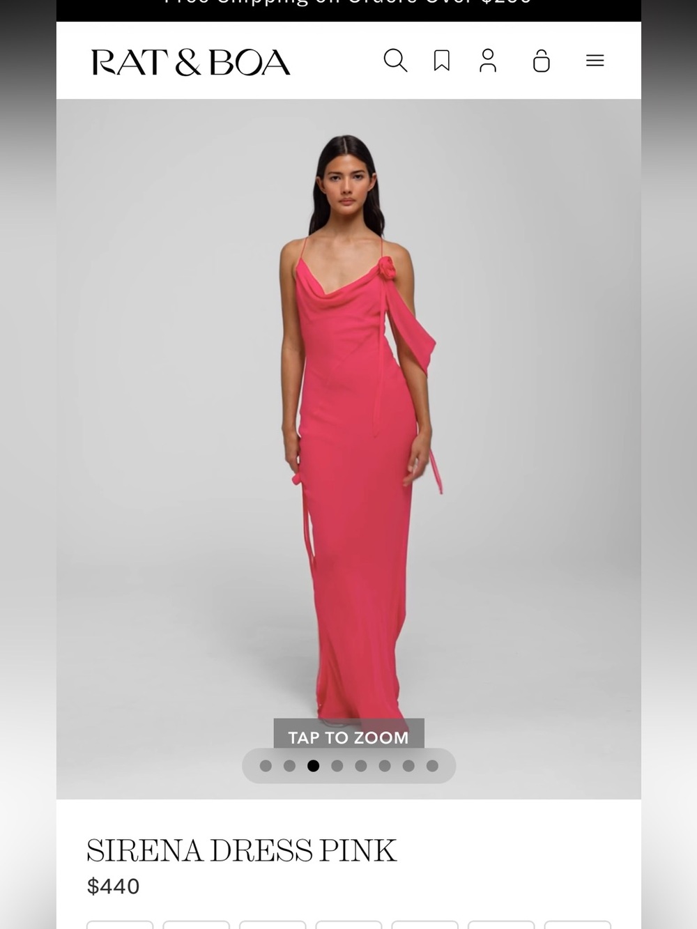 Rat & Boa Bright Pink Cowl-Neck Maxi Dress with Shoulder Tie
